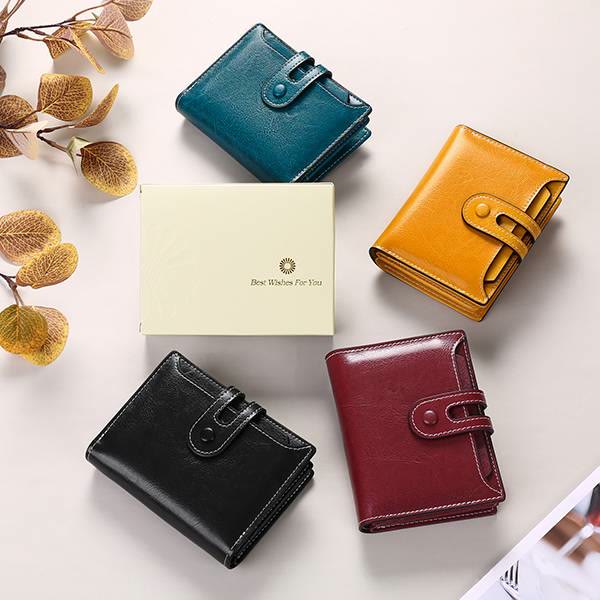 Women's Genuine Leather Bifold RFID Blocking Compact Wallet - image 6