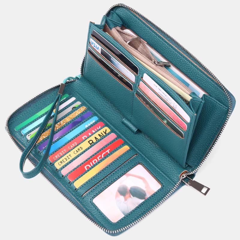 RFID Wallet for Women Large Capacity Card Slot Leather Purse - CadetBlue - image 23