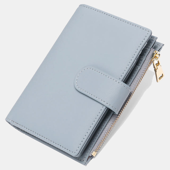 RFID Blocking Trifold Leather Wallet for Women with Zip Coin Pocket - Texture A - LightBlue - image 10