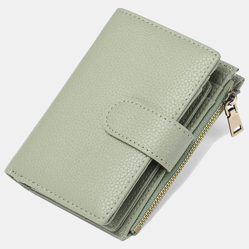 RFID Blocking Trifold Leather Wallet for Women with Zip Coin Pocket - Texture C - PaleGreen - image 16