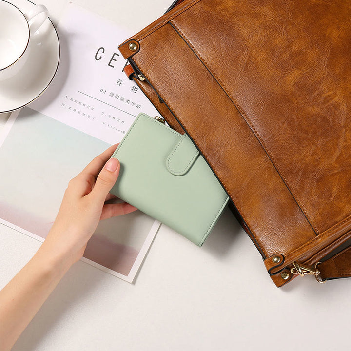 RFID Blocking Trifold Leather Wallet for Women with Zip Coin Pocket - image 3