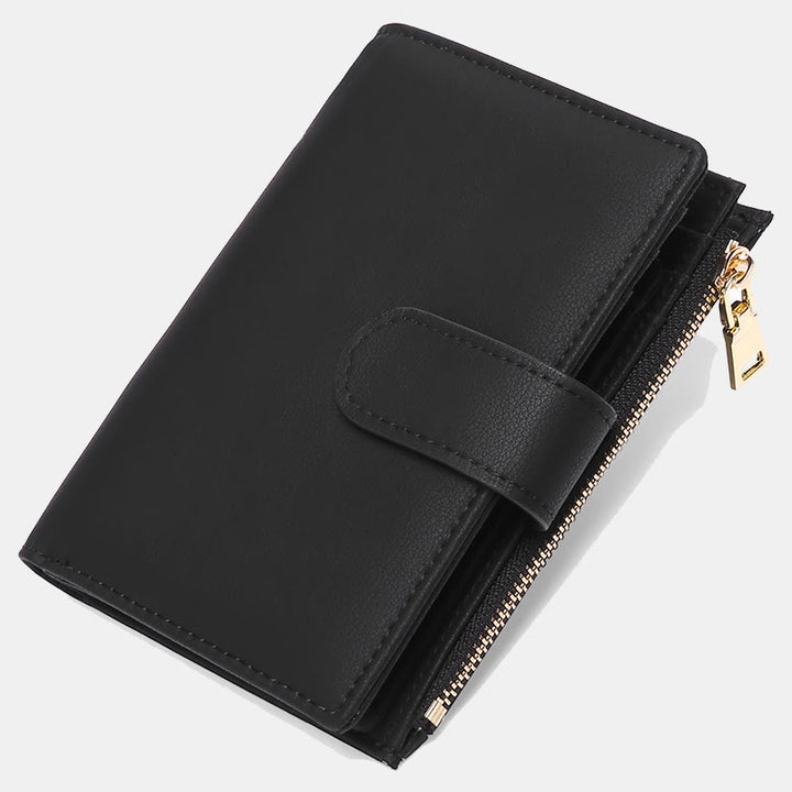 RFID Blocking Trifold Leather Wallet for Women with Zip Coin Pocket - Texture A - Black - image 12