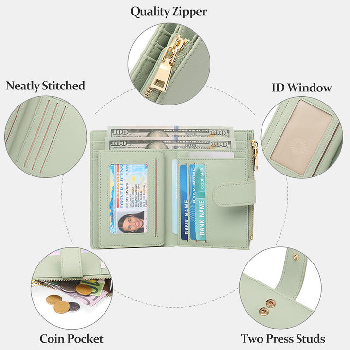 RFID Blocking Trifold Leather Wallet for Women with Zip Coin Pocket - image 8