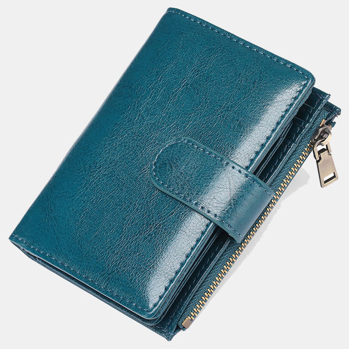 RFID Blocking Trifold Leather Wallet for Women with Zip Coin Pocket - Texture B - Teal - image 15