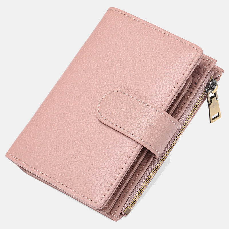 RFID Blocking Trifold Leather Wallet for Women with Zip Coin Pocket - Texture C - Pink - image 18