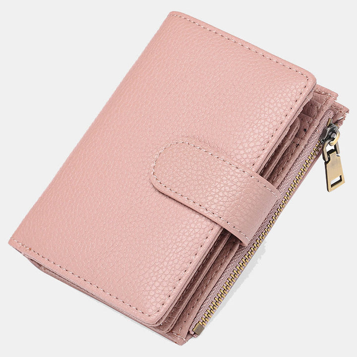 RFID Blocking Trifold Leather Wallet for Women with Zip Coin Pocket - Texture C - Pink - image 18
