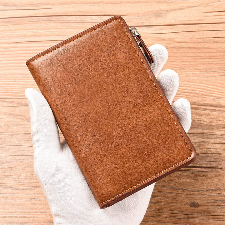 Multi-Slot Faux Leather Bifold Wallet Card Holder for Men Women