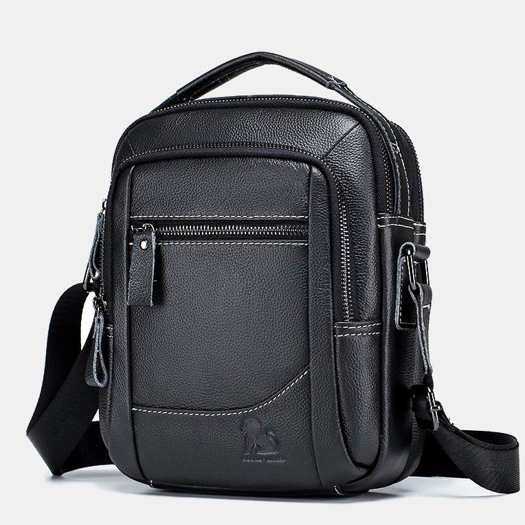 Genuine Leather Vintage Crossbody Bag - Black - image 13