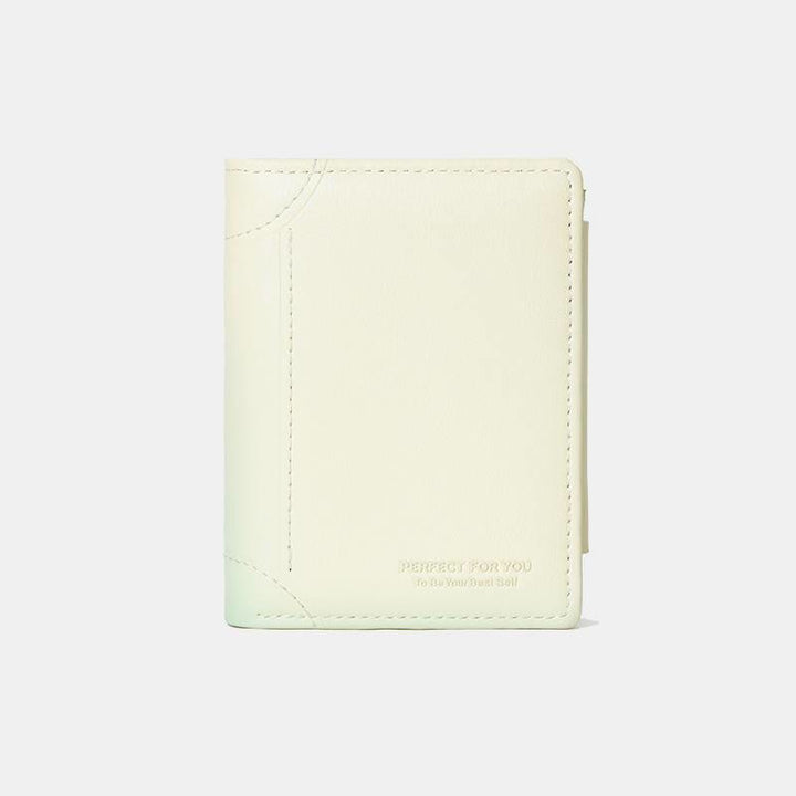 Faux Leather Trifold Compact Wallet for Women with Coin Pocket
