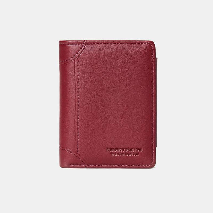 Faux Leather Trifold Compact Wallet for Women with Coin Pocket