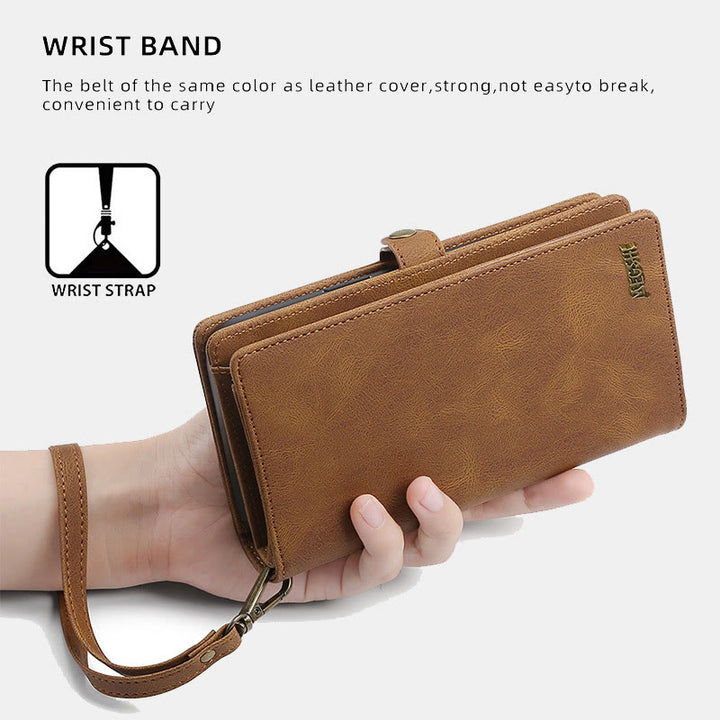 Compatible with iPhone 16/15/14 Phone Case Wallet Card Holder with Wrist Strap