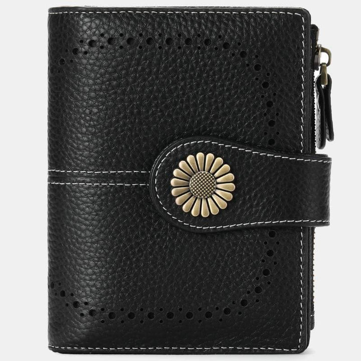 RFID Blocking Trifold Leather Wallet with Zipper Pocket ID Windows
