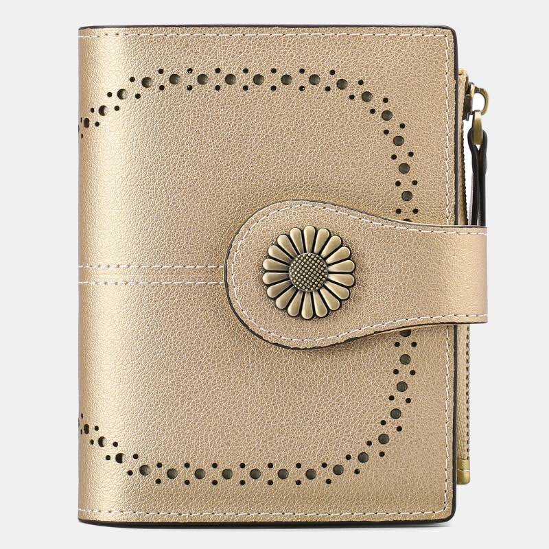 RFID Blocking Trifold Leather Wallet with Zipper Pocket ID Windows