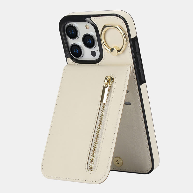 RFID Blocking Faux Leather Phone Case Wallet Card Holder for iPhone