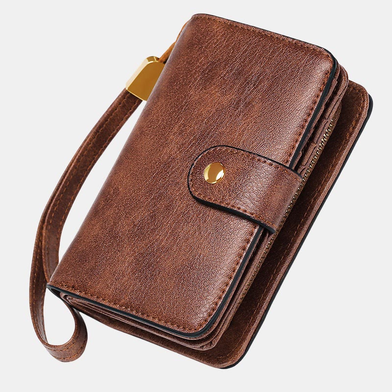 RFID Blocking Faux Leather Wallet for Women with Wrist Strap Zip Pocket - Peru - image 19