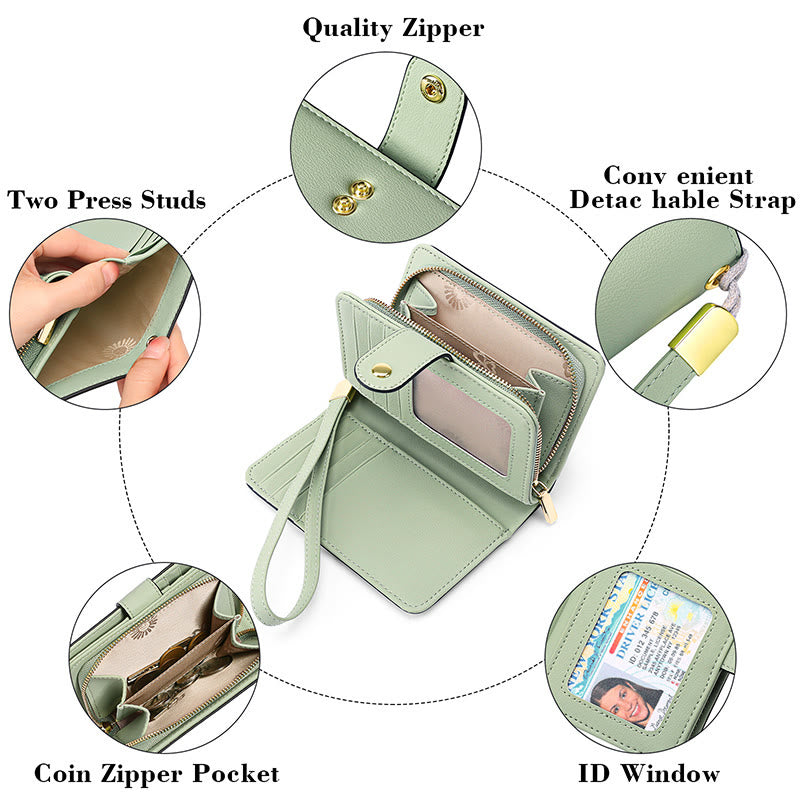 RFID Blocking Faux Leather Wallet for Women with Wrist Strap Zip Pocket - image 10