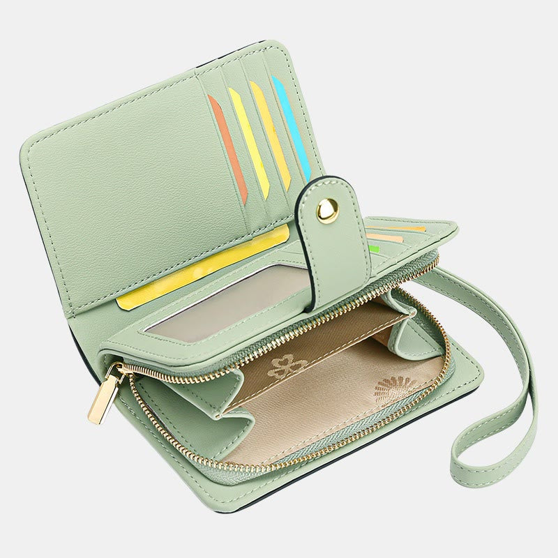 RFID Blocking Faux Leather Wallet for Women with Wrist Strap Zip Pocket - image 8