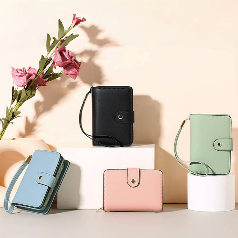 RFID Blocking Faux Leather Wallet for Women with Wrist Strap Zip Pocket - image 3