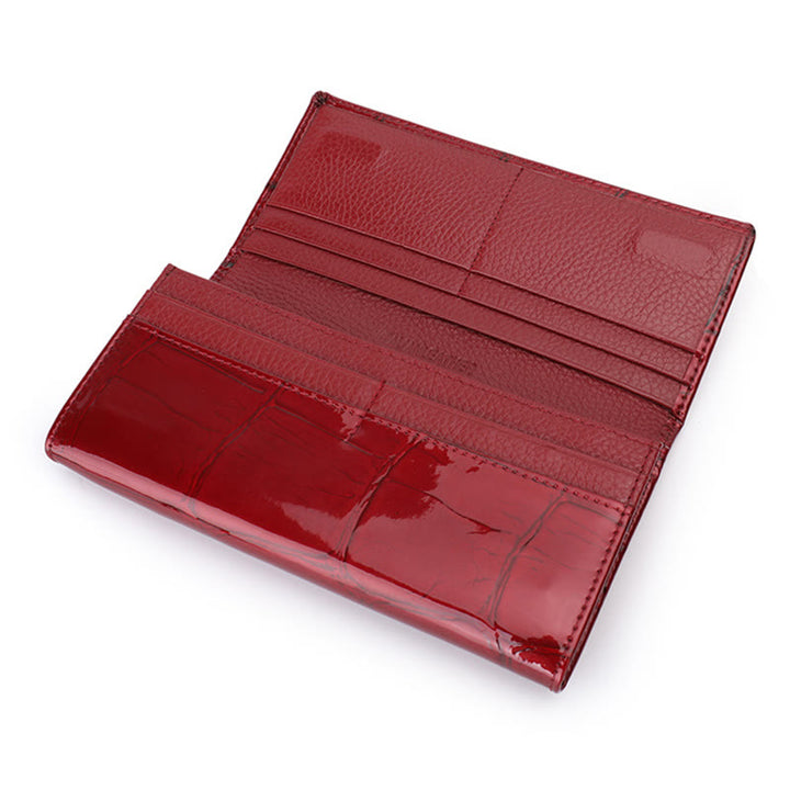 Large Capacity Stone Pattern Shellac Leather Bifold Wallet Clutch