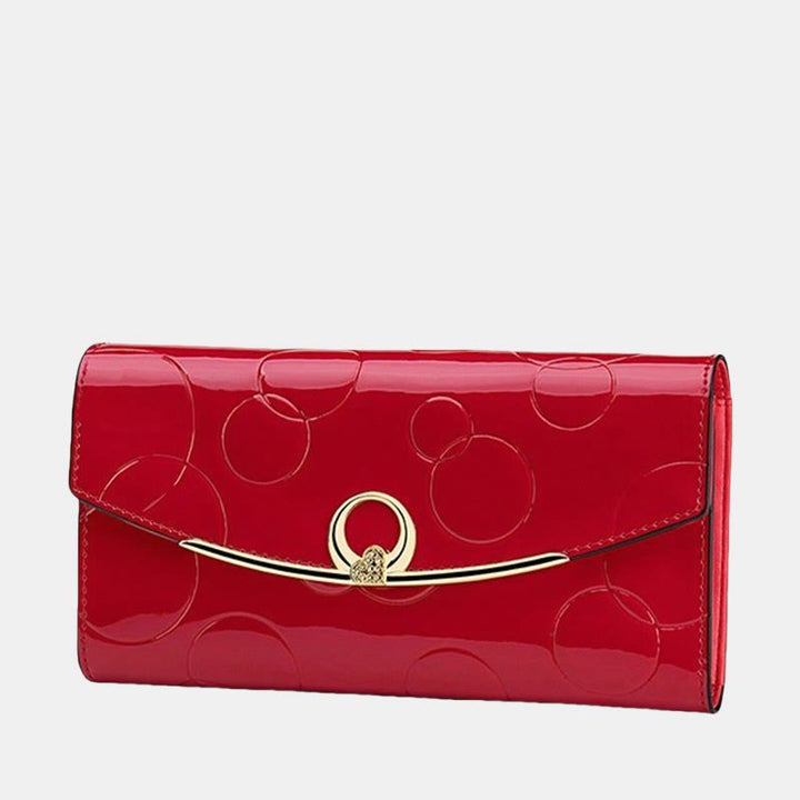 RFID Blocking Shellac Leather Long Wallet Clutch for Women