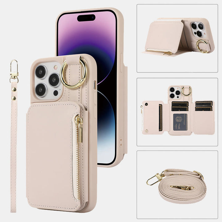 RFID Blocking Faux Leather Phone Case Wallet for iPhone 13/14/15/16