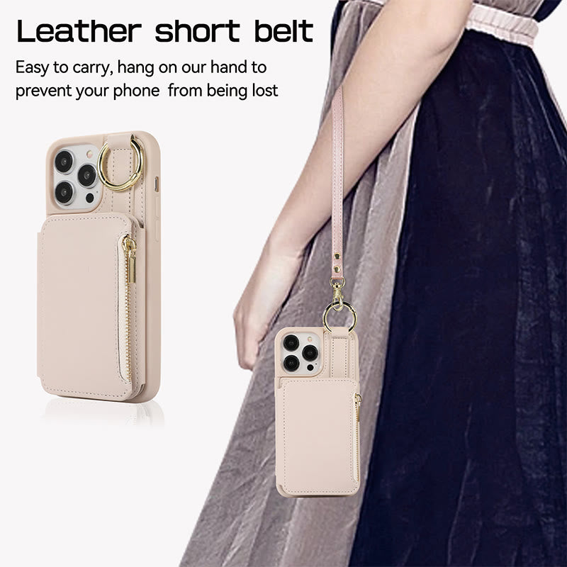 RFID Blocking Faux Leather Phone Case Wallet for iPhone 13/14/15/16