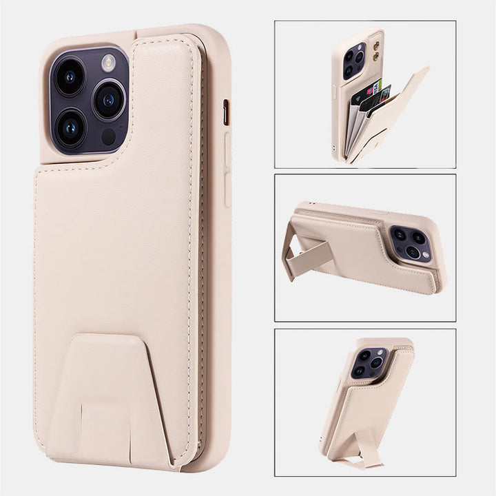 Minimalist PU Leather Phone Case Wallet for iPhone with Card Holder