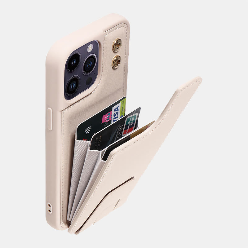 Minimalist PU Leather Phone Case Wallet for iPhone with Card Holder