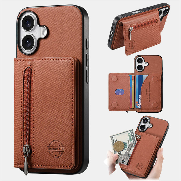 RFID Blocking Phone Case Wallet Card Holder for iPhone 16/15/14