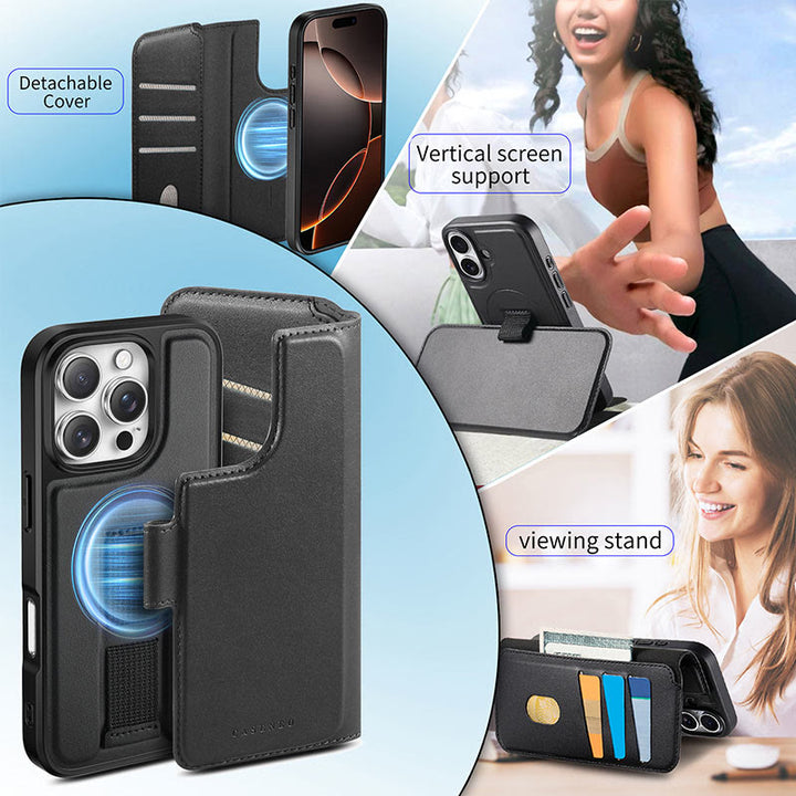 RFID Blocking Magnetic Phone Case Wallet for iPhone with Card Holder