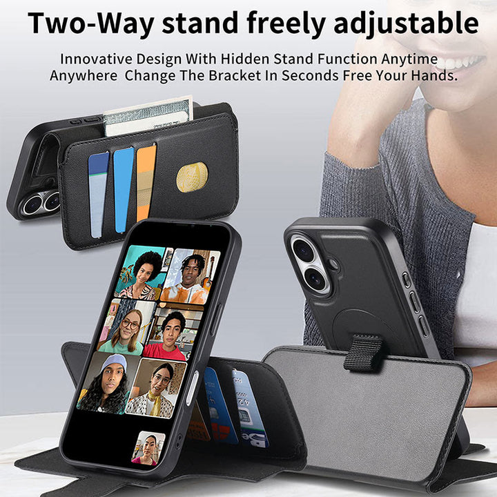 RFID Blocking Magnetic Phone Case Wallet for iPhone with Card Holder