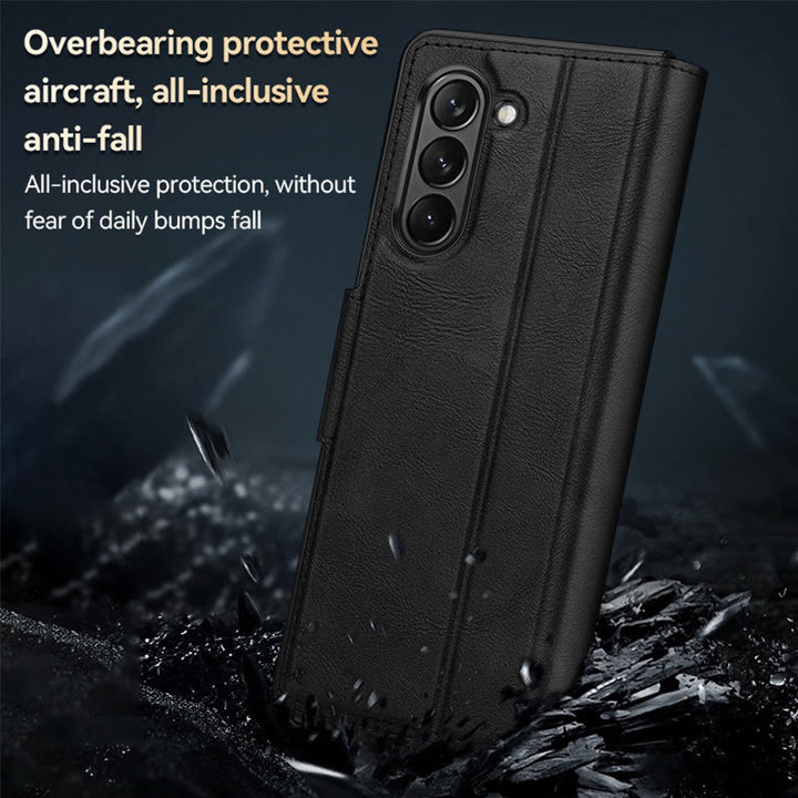 Faux Leather Phone Case for Galaxy Z Fold 2/3/4/5/6 with Kickstand Hinge Prctection - image 4
