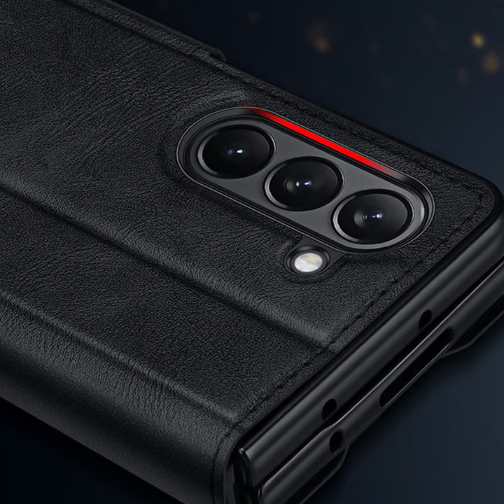 Faux Leather Phone Case for Galaxy Z Fold 2/3/4/5/6 with Kickstand Hinge Prctection - image 6
