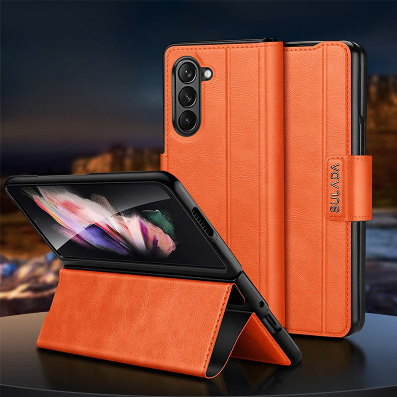 Faux Leather Phone Case for Galaxy Z Fold 2/3/4/5/6 with Kickstand Hinge Prctection - image 10