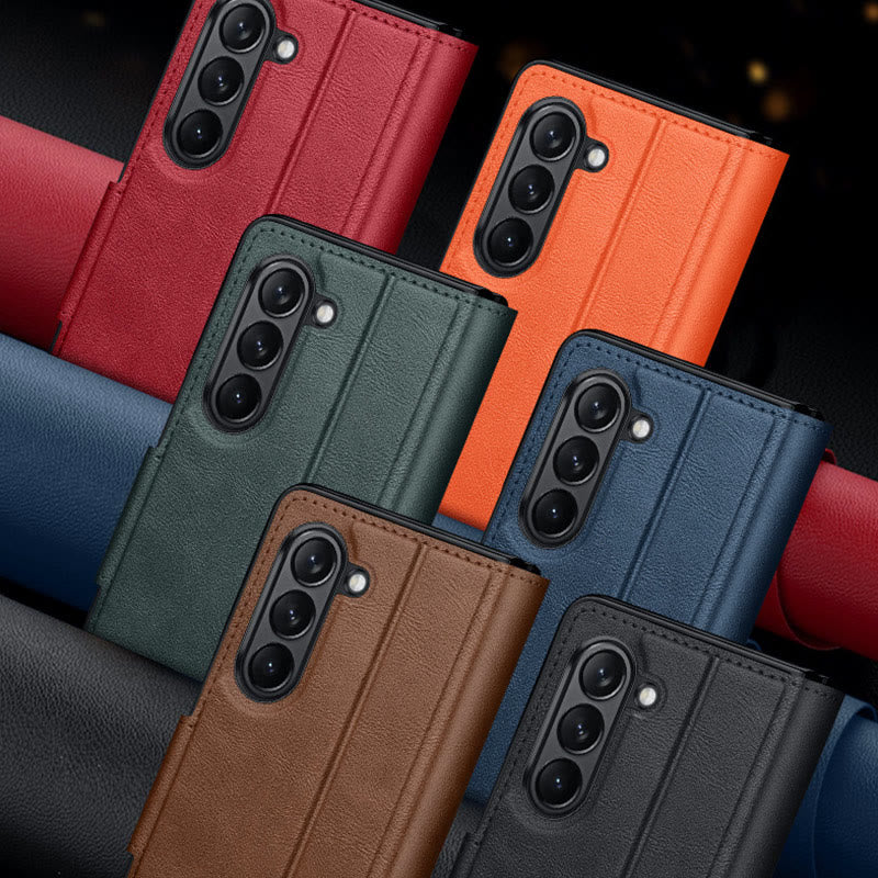Faux Leather Phone Case for Galaxy Z Fold 2/3/4/5/6 with Kickstand Hinge Prctection - image 9