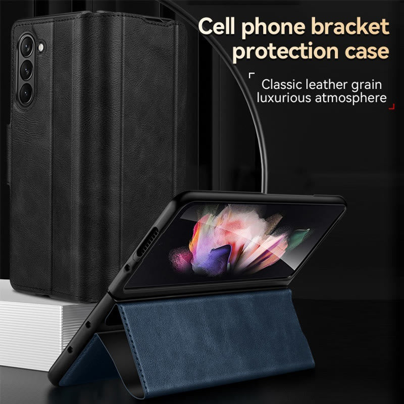 Faux Leather Phone Case for Galaxy Z Fold 2/3/4/5/6 with Kickstand Hinge Prctection - image 2