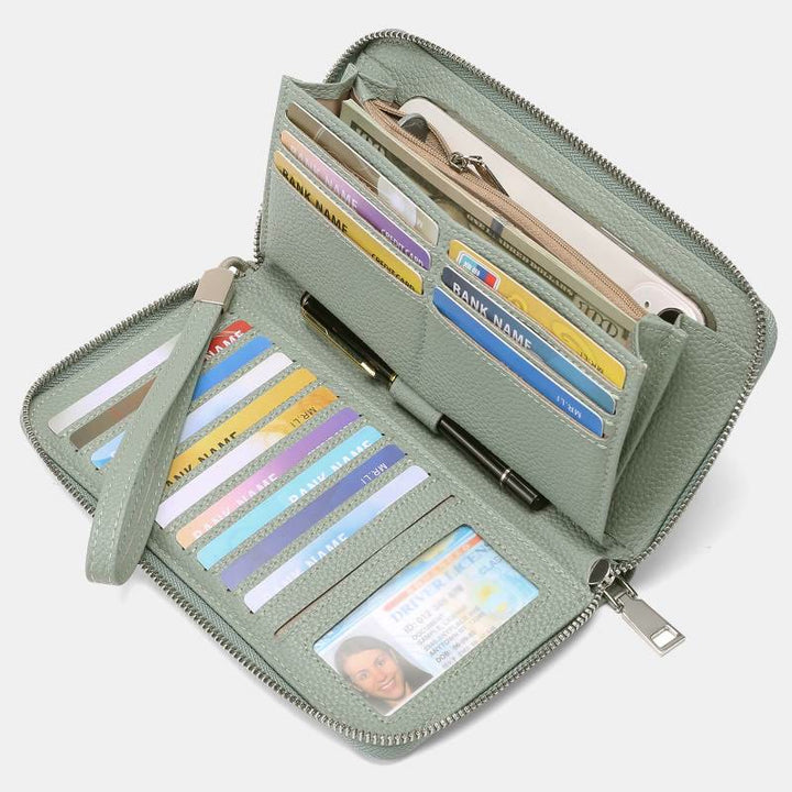 RFID Wallet for Women Large Capacity Card Slot Leather Purse - PaleGreen - image 17