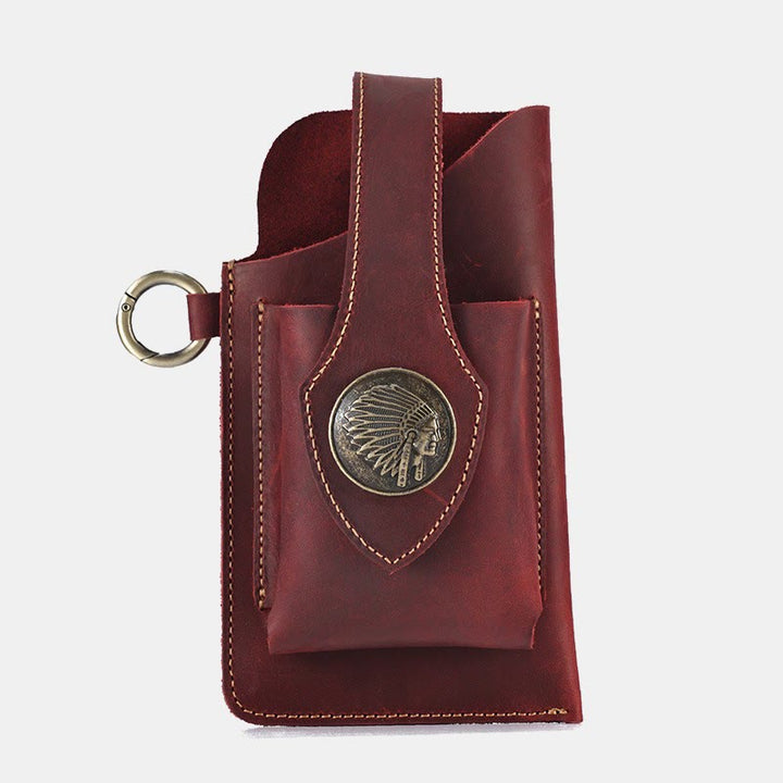Retro Leather Phone Holster for Men Universal Case Waist Bag EDC