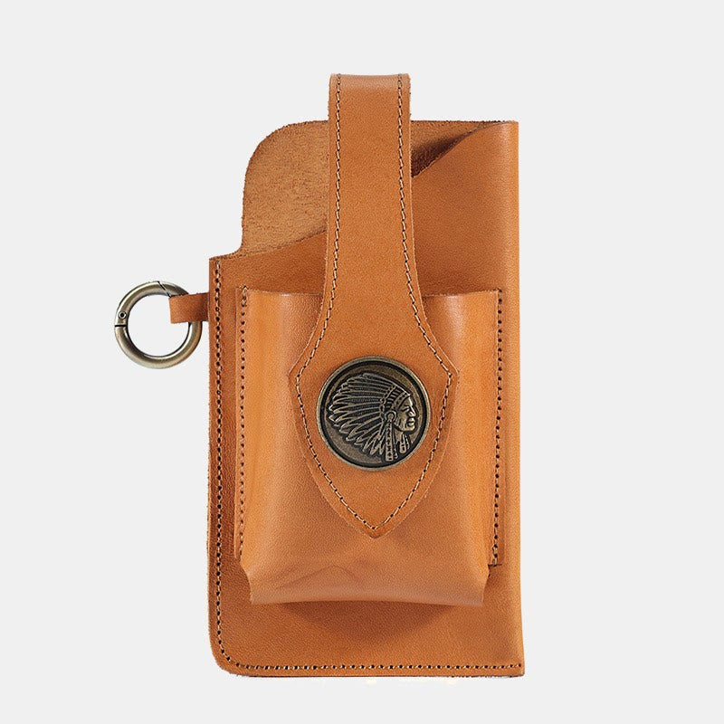Retro Leather Phone Holster for Men Universal Case Waist Bag EDC