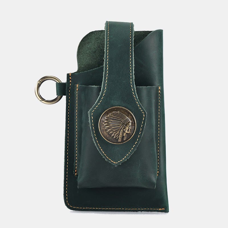 Retro Leather Phone Holster for Men Universal Case Waist Bag EDC