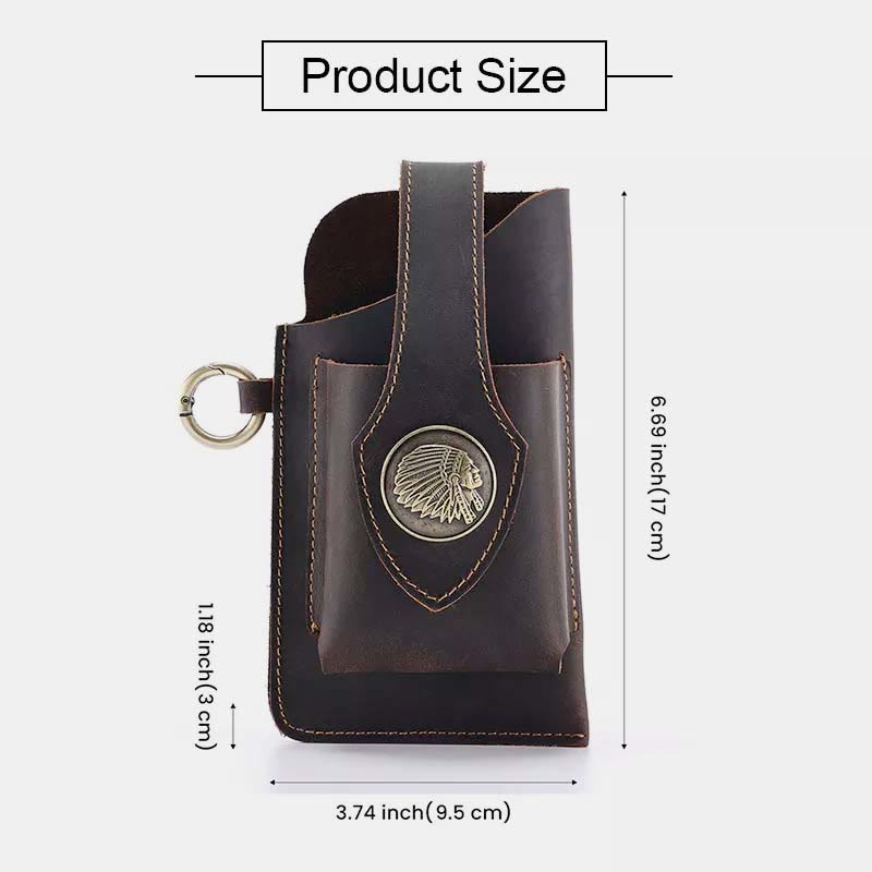 Retro Leather Phone Holster for Men Universal Case Waist Bag EDC