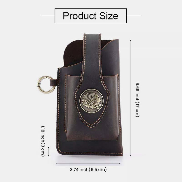 Retro Leather Phone Holster for Men Universal Case Waist Bag EDC