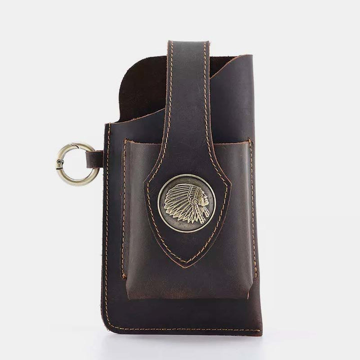 Retro Leather Phone Holster for Men Universal Case Waist Bag EDC