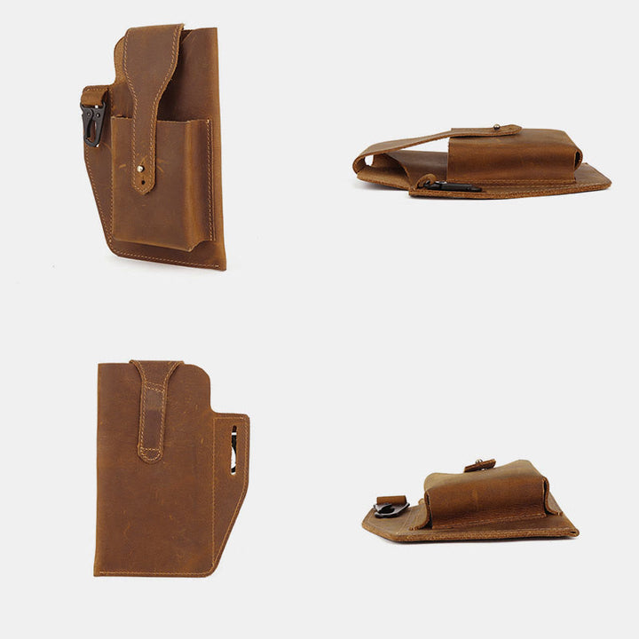 Retro EDC Genuine Leather Phone Bag Waist Bag