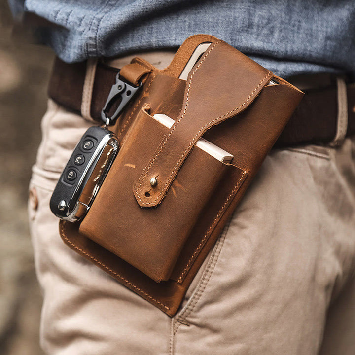 Retro EDC Genuine Leather Phone Bag Waist Bag