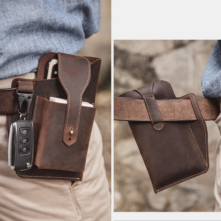 Retro EDC Genuine Leather Phone Bag Waist Bag