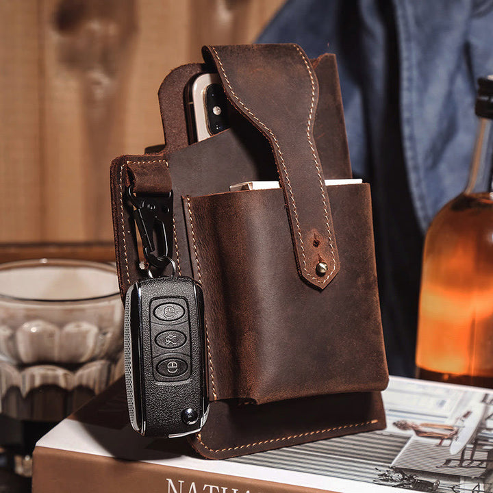 Retro EDC Genuine Leather Phone Bag Waist Bag
