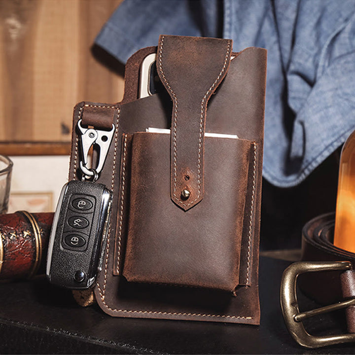 Retro EDC Genuine Leather Phone Bag Waist Bag