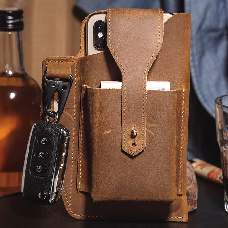 Retro EDC Genuine Leather Phone Bag Waist Bag