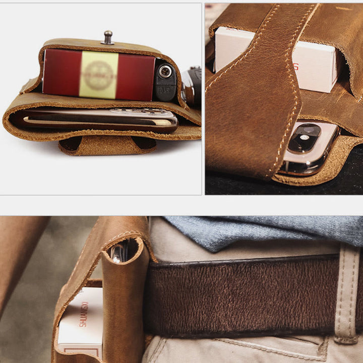 Retro EDC Genuine Leather Phone Bag Waist Bag